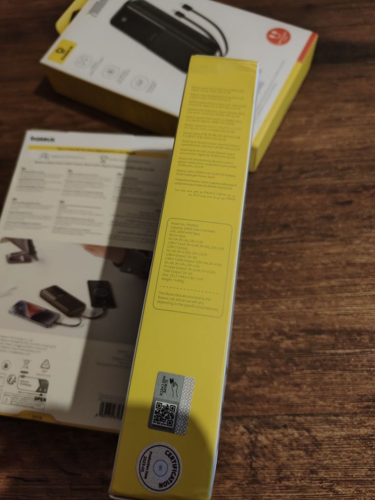 Baseus power bank 20000mah, 22.5w, type-c, lightning, НОВІ, ЗАПАКОВАНІ