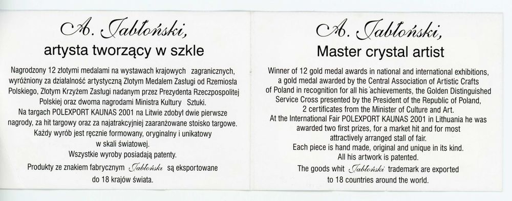 Adam Jabłoński , Wazon  nr. katalogowy JW. 050- Huta Makora ,Tarnowiec