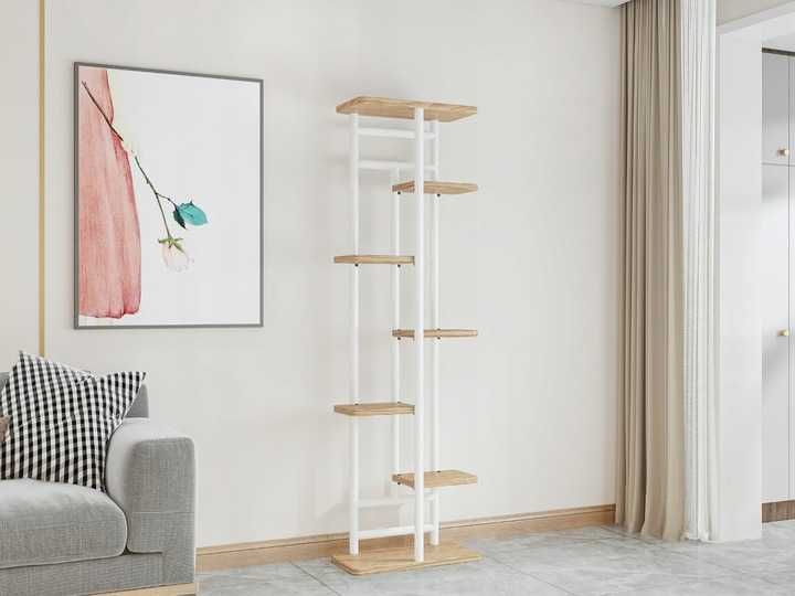 Kwietnik Stojak Doniczki Metalowy 7-Poziomowy Piętrowy Kwiaty Drewno