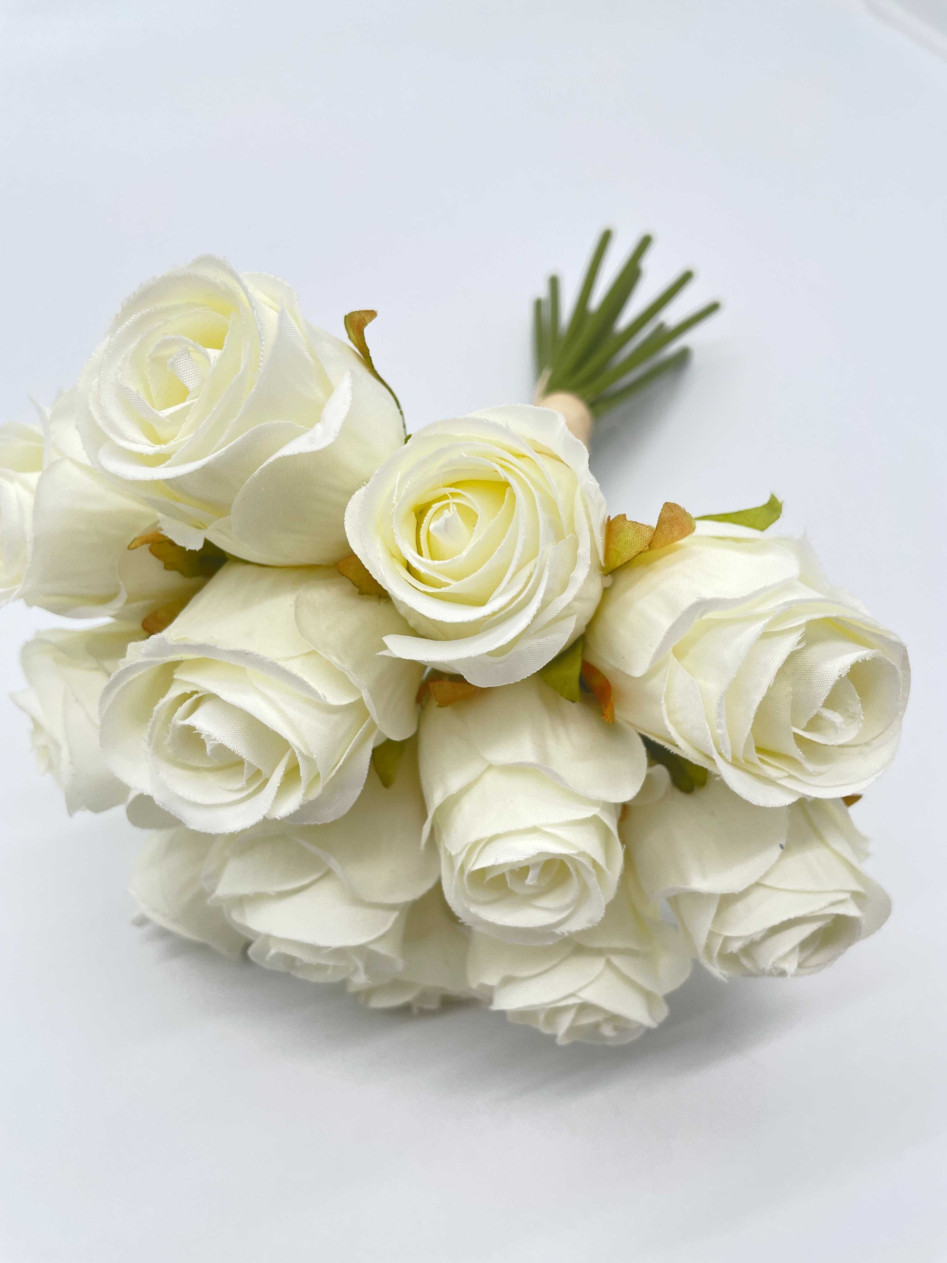 Sztuczny Bukiet Róż 24cm Do Wazonu Główki Kwiatowe Białe