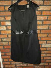 Sukienka czarna skóra midi L/XL