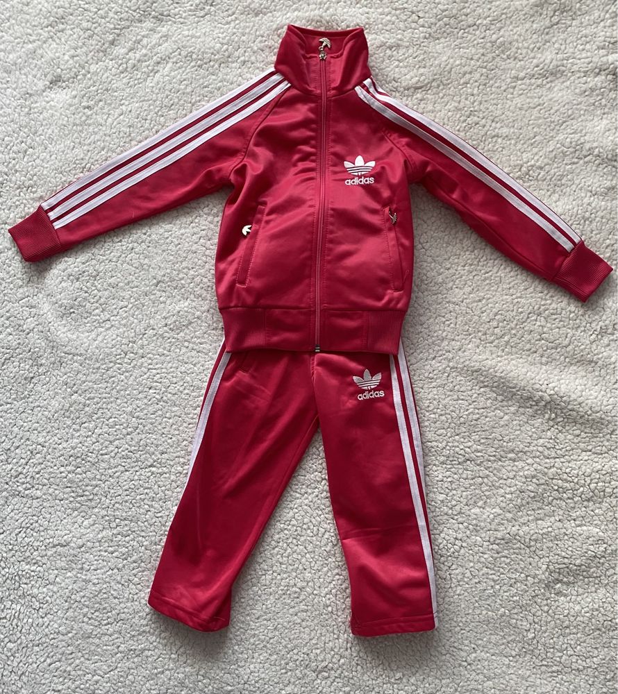 Różowy dres adidas komplet zestaw bluza plus spodnie