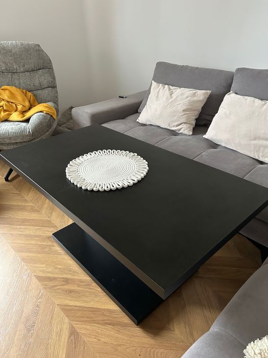 Ławostół czarny rozkładany, regulowany, Agata Meble