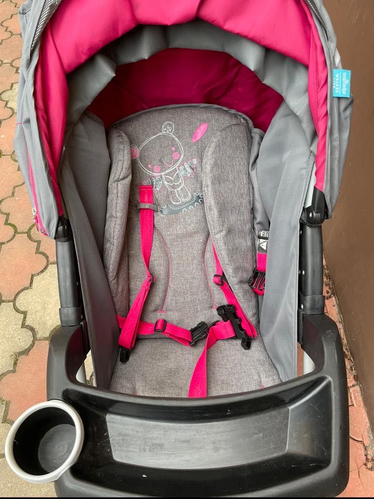 Wózek spacerowy różowo szary firmy baby design Walker