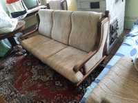 Meble dębowe, sofa + 2 fotele, stare i stylowe (komplet wypoczynkowy)