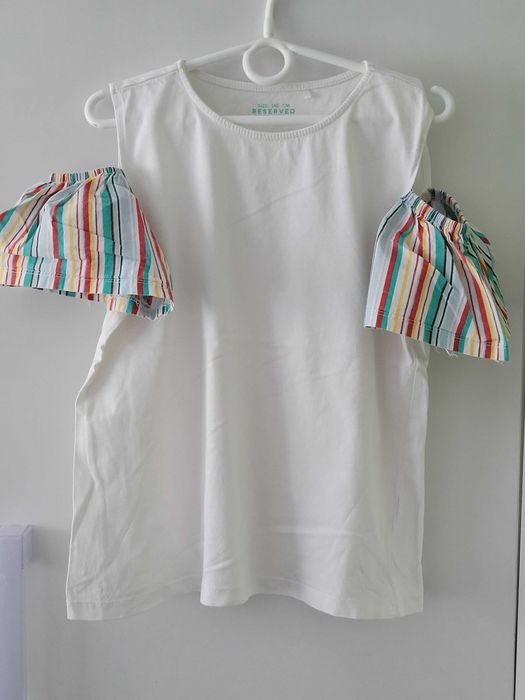 Bluzka Reserved 146 cold shoulders biała