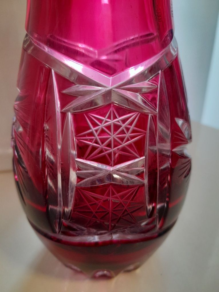Bohemian glass crystal clear vases kryształ burgund PRL