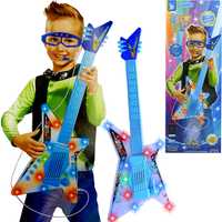 Gitara Elektryczna Dla Dzieci Z Rockowymi Okularami I Mikrofonem Gra