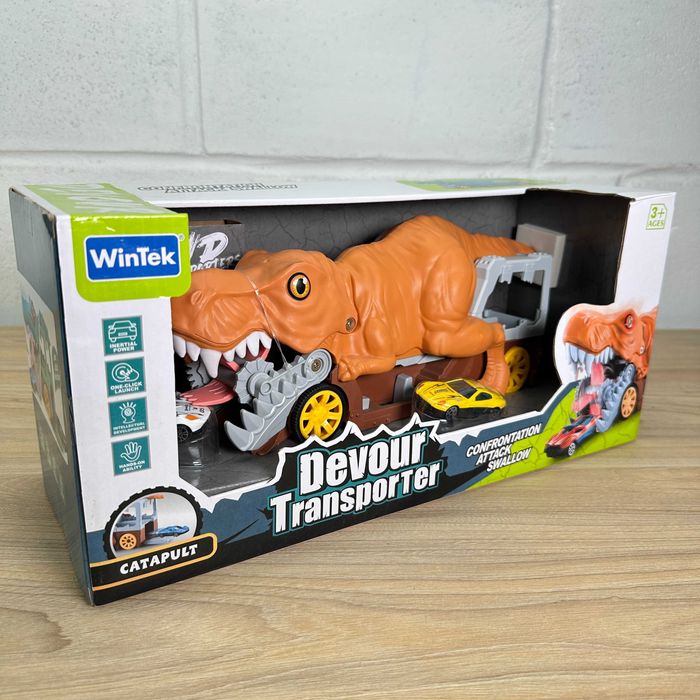 Трейлер-гараж з машинками у вигляді Динозавра E7018