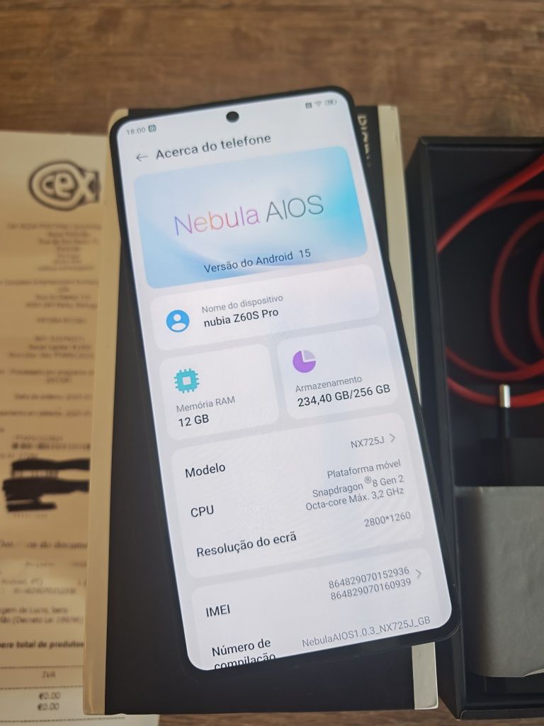 Nubia Z60S Pro 6.8" 12GB/256GB Dual Sim Preto C/Garantia Em bom estado