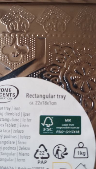 Taca Dekoracyjna srebrna Mała 22x18 Zdobiona Home Accents Glamour