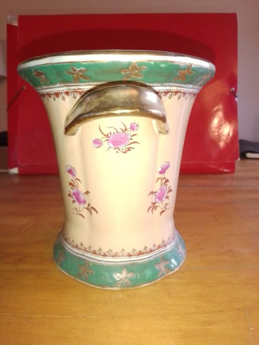 Jarra/taça cerâmica policromada