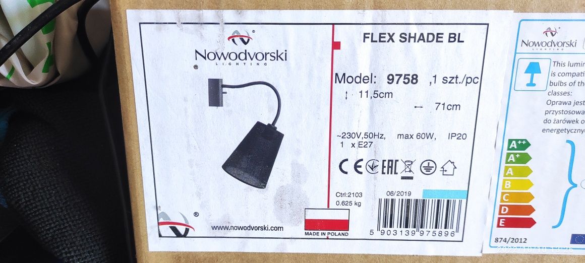 Kinkiety czarne FLEX SHADE black 9758 Nowodvorski Lighting