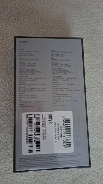 Telemóvel Insys IH8-S559 Preto - NOVO