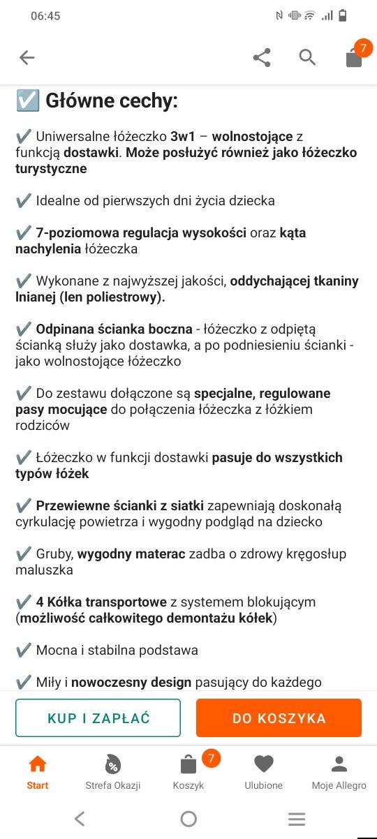 Łóżeczko dostawne 3w1