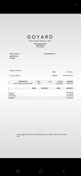 Goyard Green Card Holder