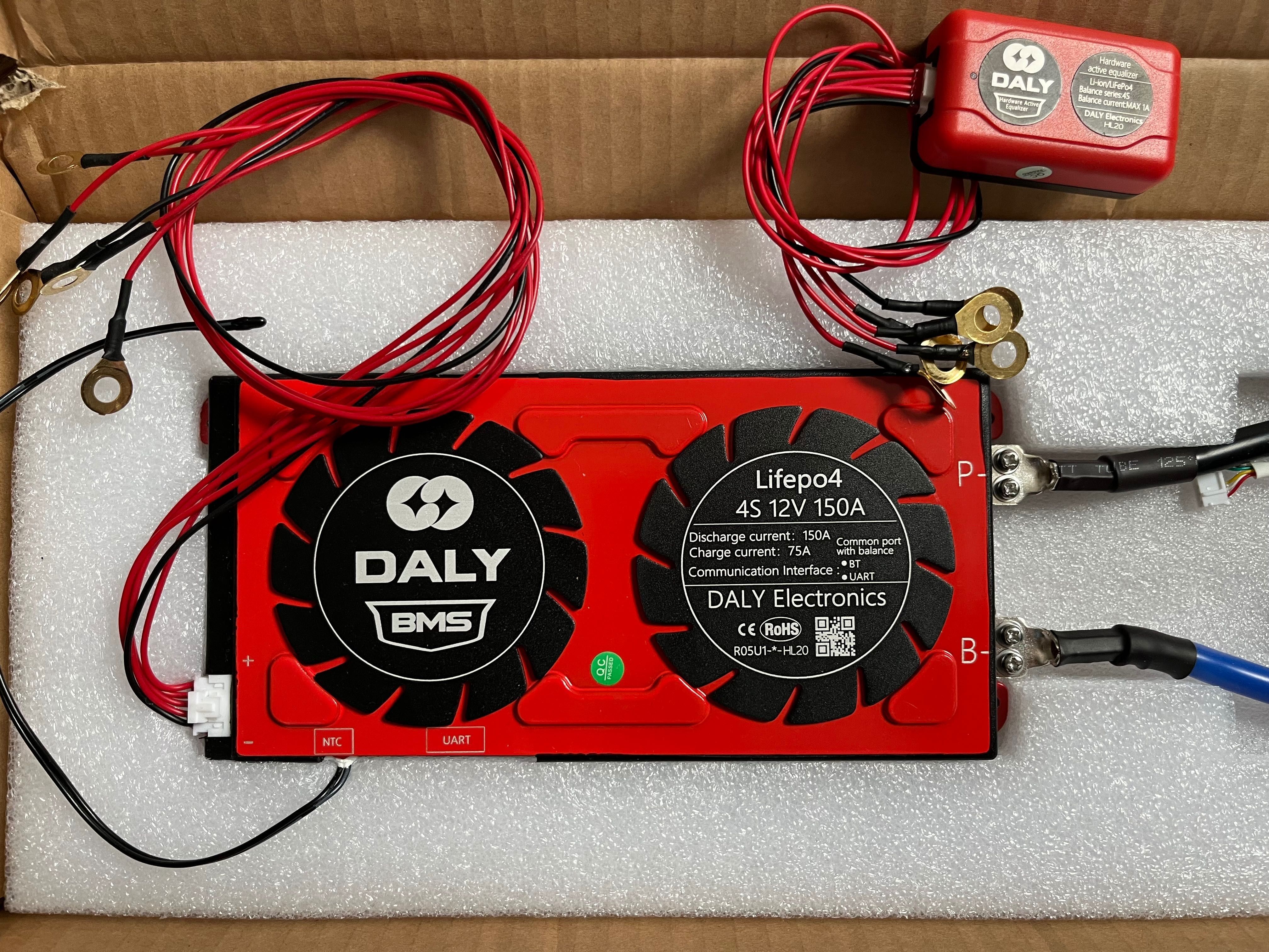 Комплект BMS Daly BMS 150A 12V +  Bms Balancer 4S