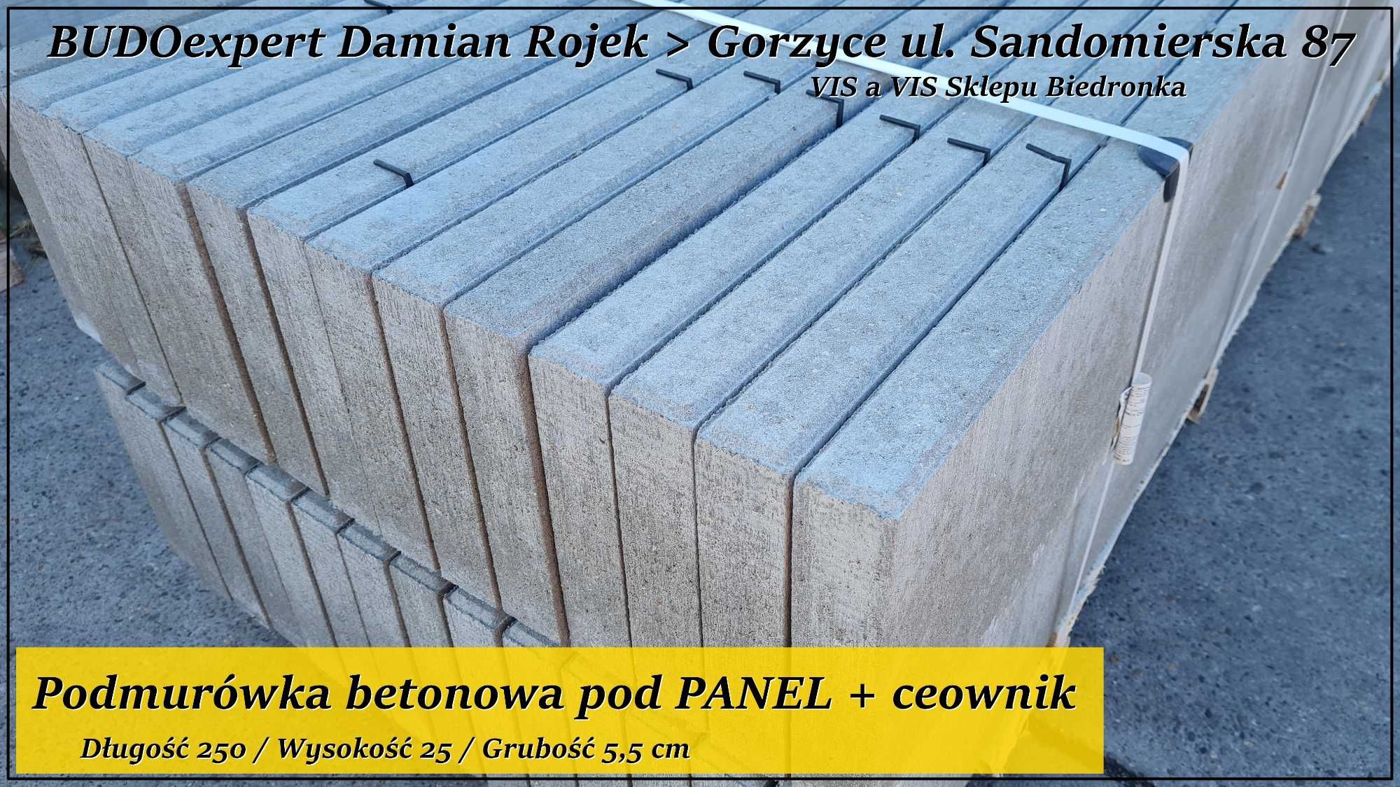 Betonowa podmurówka pod panel 250x25x5 gładka szara deska betonowa
