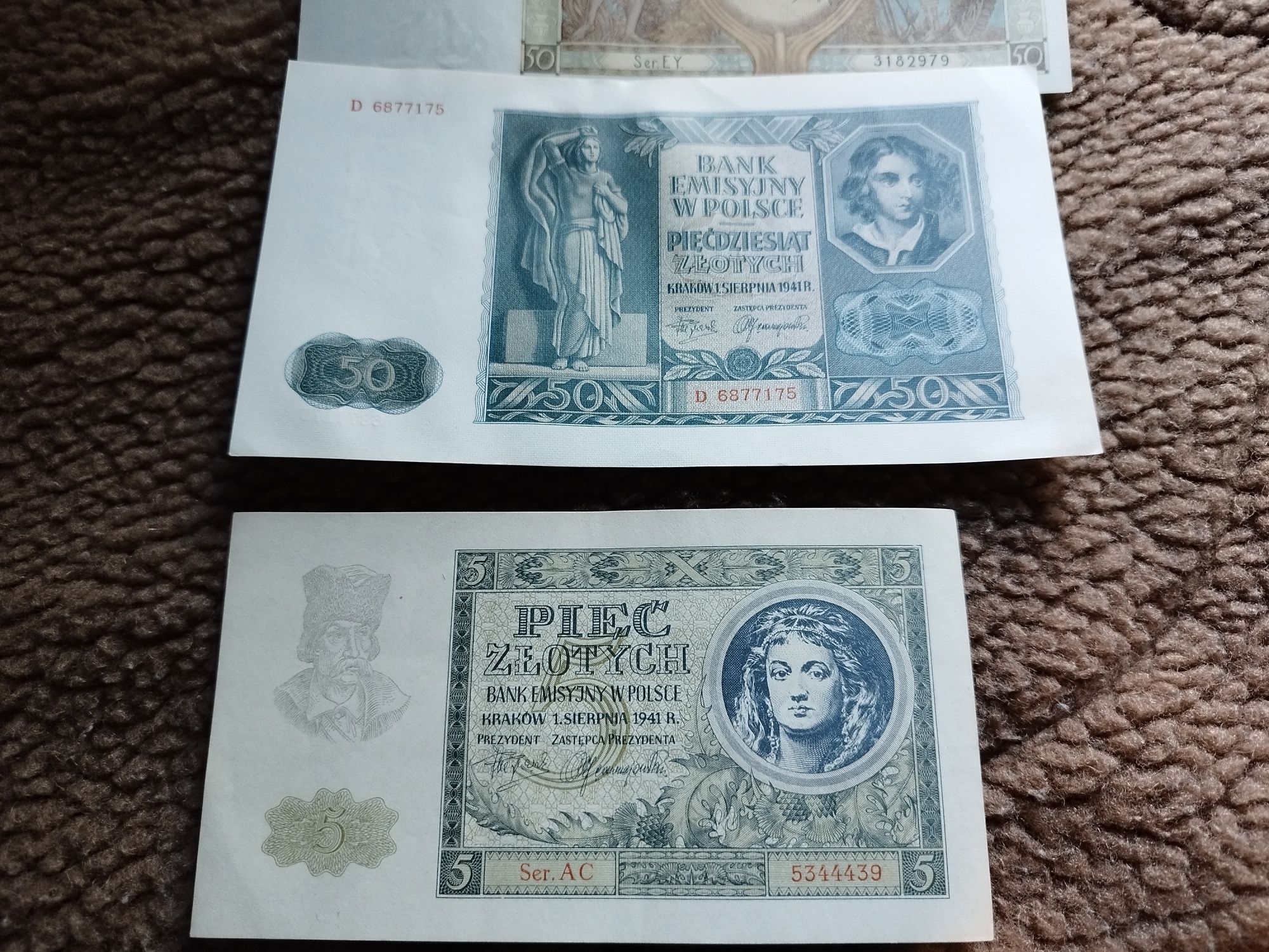 3-zestaw czterech banknotów stan jak na zdjęciach