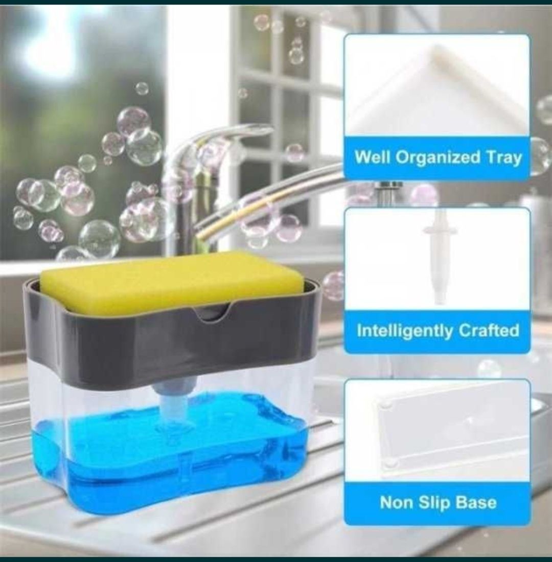 Органайзер для мочалок с мыльницей и дозатором Soap Pump Sponge Caddy