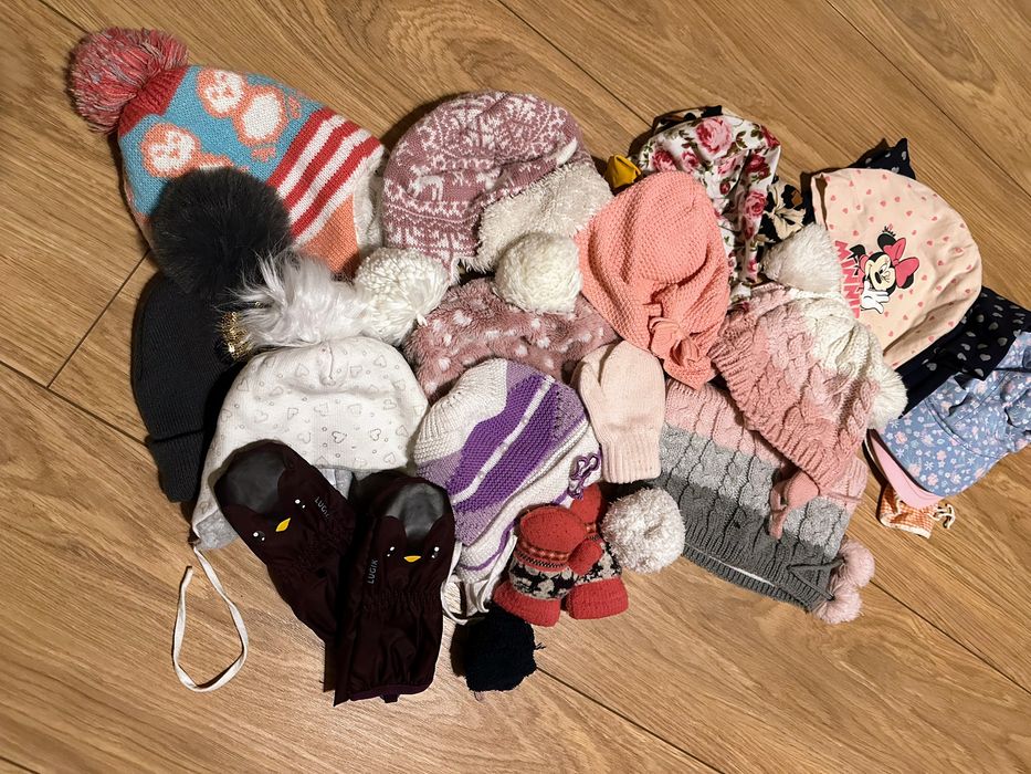 Czapka dziewczece rekawiczki decathlon zestaw 92 98 1 rok 2 latka