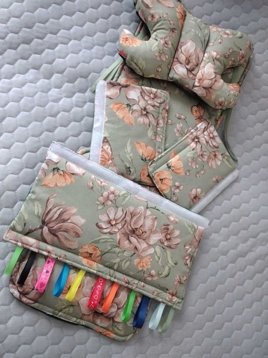 Wkładka do wózka + ochraniacze na pasy pałąk motylek velvet bawełna