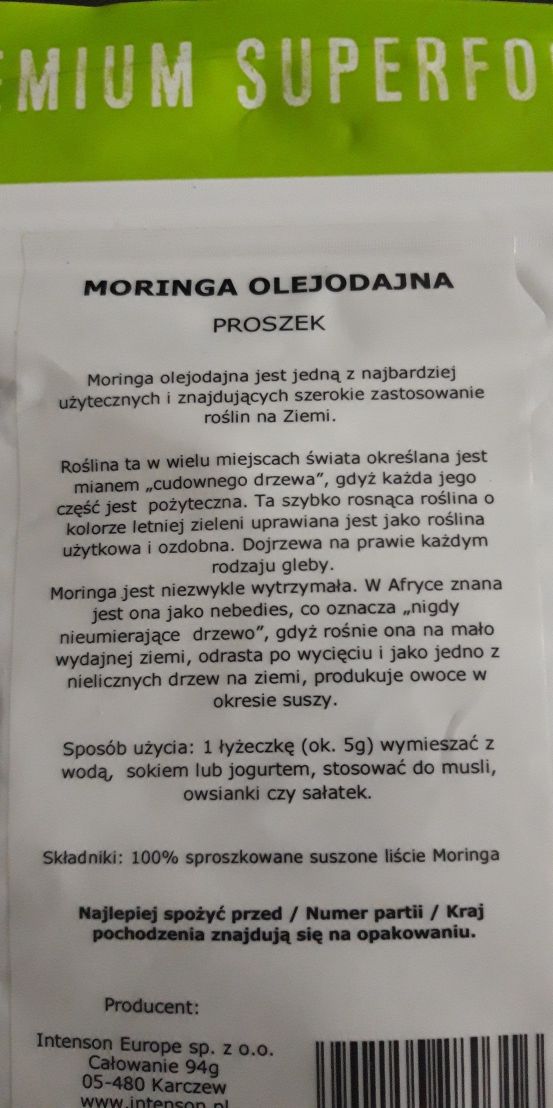 Moringa 150g, Intenson SA