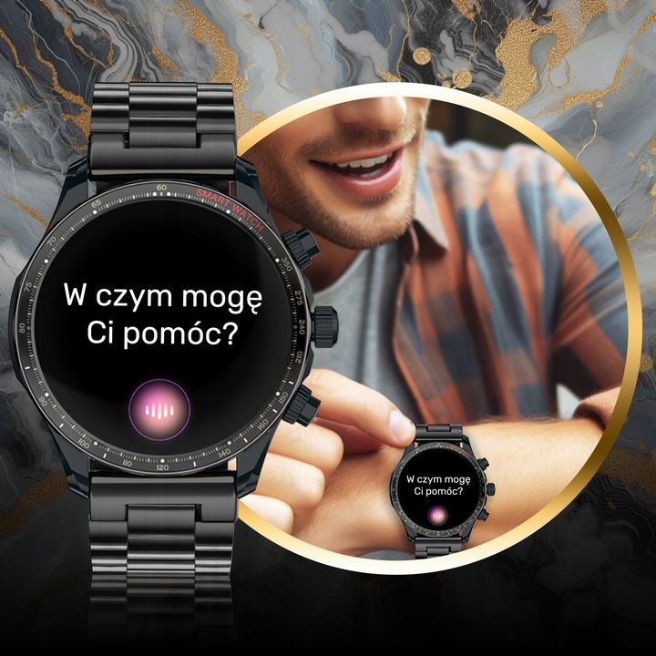 Smartwatch Zegarek Menu Męski Rozmowy Polskie Sport Amoled Smart Watch