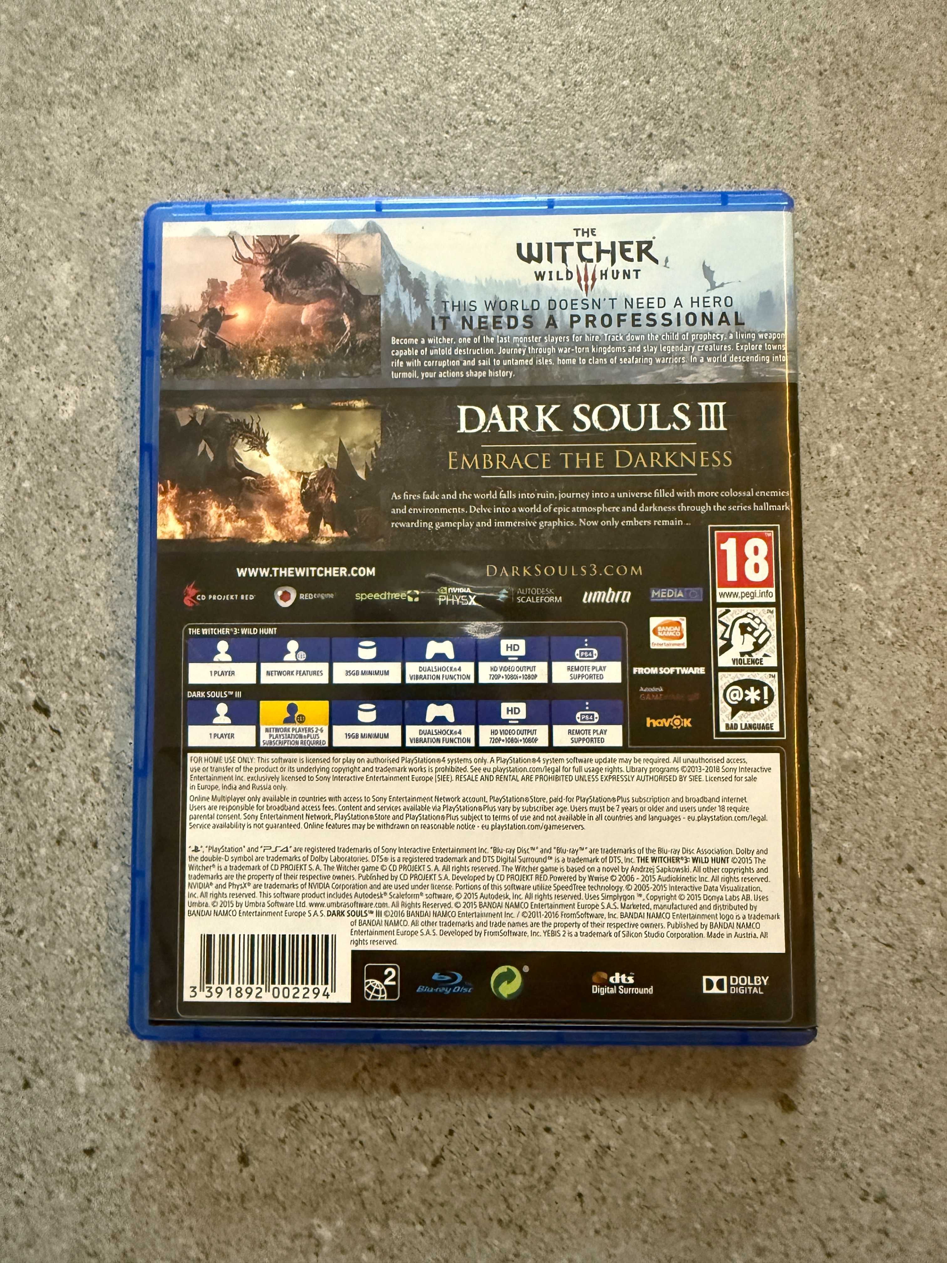 The Witcher 3 Wiedźmin & Dark Souls III PlayStation 4 PS4