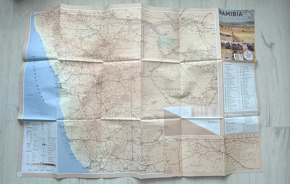 NOWA mapa Namibia Botswana 2025 rok hotele camps atrakcje