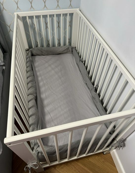 Łóżeczko Ikea Gulliver + Materacyk + Baldachim + Przybornik i inne !!!