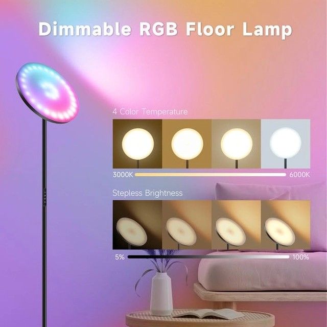 OTREN Lampa  Podłogowa LED RGB Z Pilotem Do Salonu Sypialni Biura