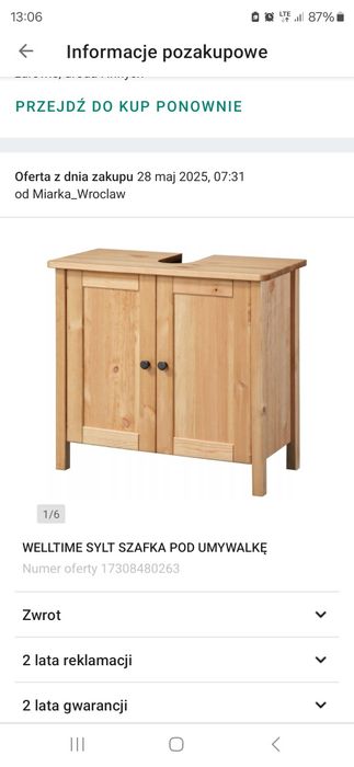 Szafka łazienkowa stojaca. Drewno.