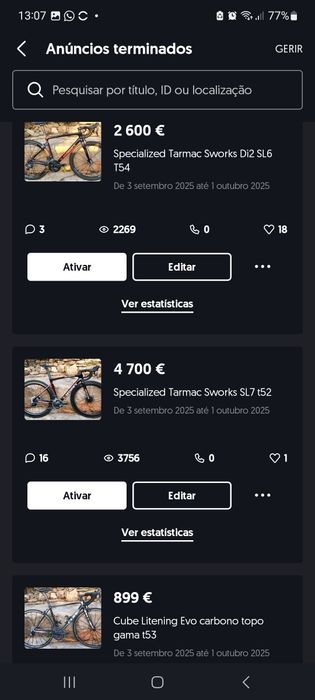 Bicicletas carbono estrada oportunidades