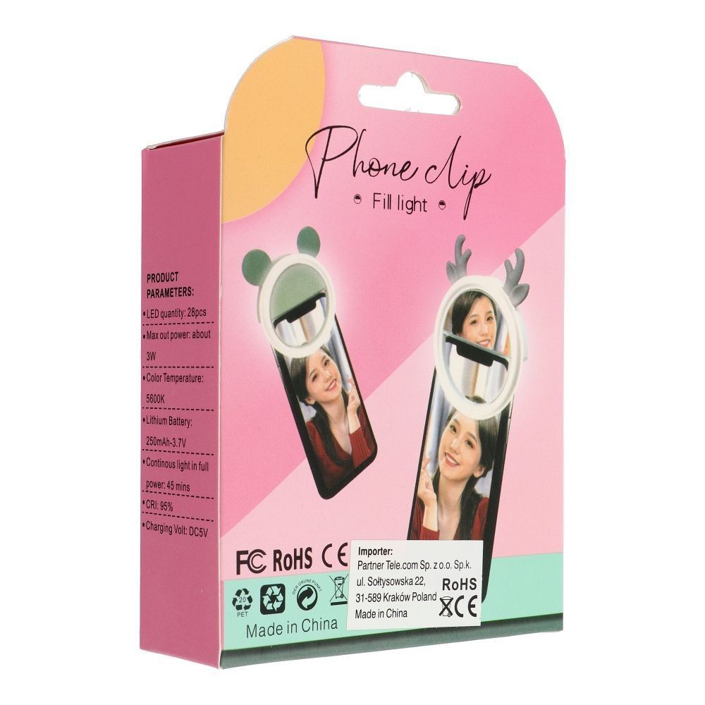Lampa LED Ring do selfie na telefon RK12 pomarańcz miś