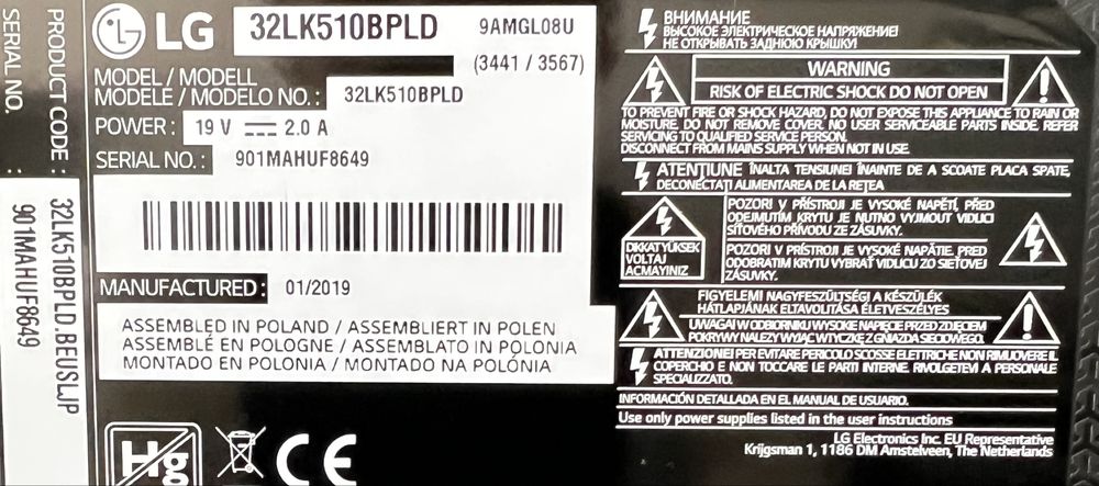 Televisor de 32 polegadas da LG