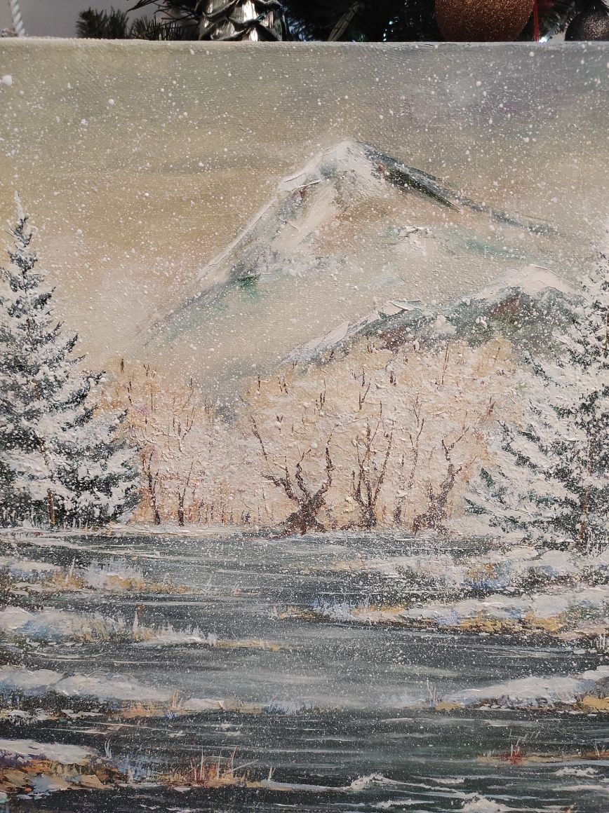 Картина полотно олія зима сніг "СНІЖИТЬ"