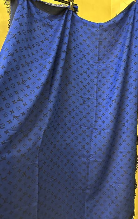 Палантін хустка велика натуральна LOUIS VUITTON синя чорна двостороння