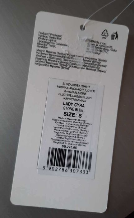 Bluza sportowa damska z kapturem * turkusowa * rozm. S-M * Martes