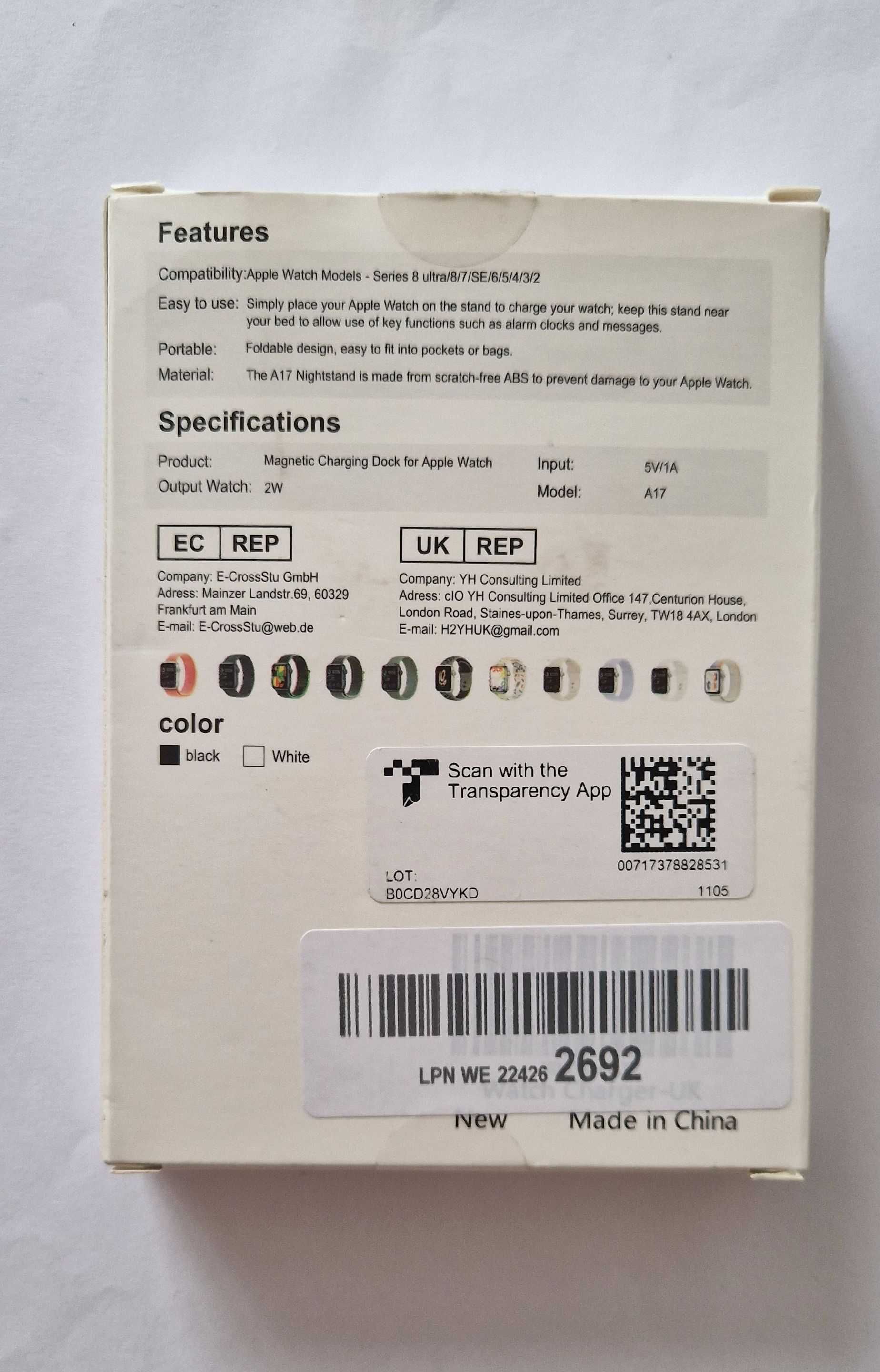 Ładowarka bezprzewodowa do zegarka kompatybilna z Apple Watch