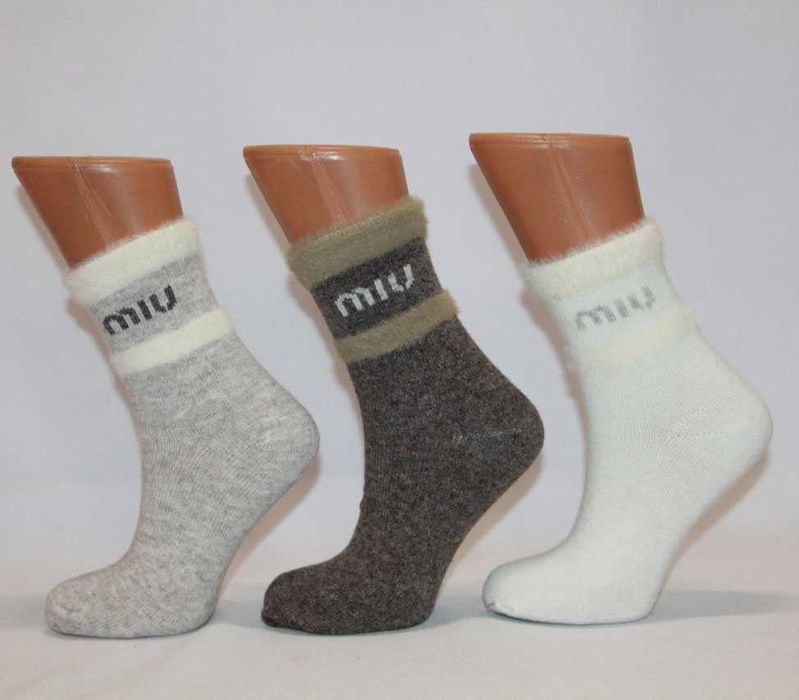 Шкарпетки теплі з вовною Miu молочні бежеві кавові
