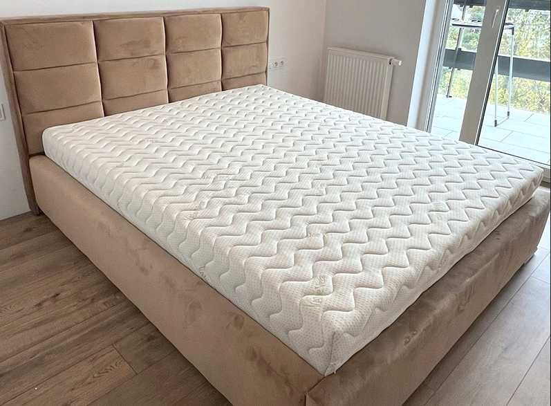 Łóżko Piękny Masywny Zagłówek 160x200 Stelaż KEJA + POJEMNIK + STELAŻ