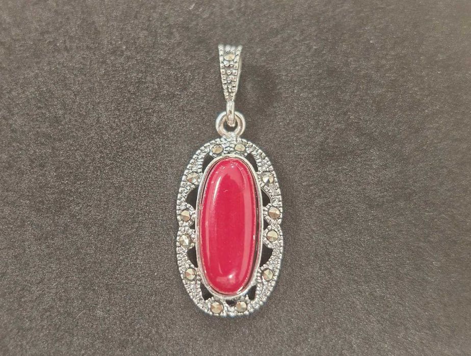 Zawieszka z Koralem i Markazytami p925 4,70g 4cm Nieużywana