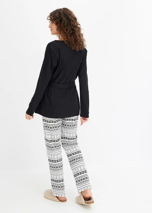 B.P.C piżama damska 3-elementowa top, bluzka kopertowa i spodnie 52/54