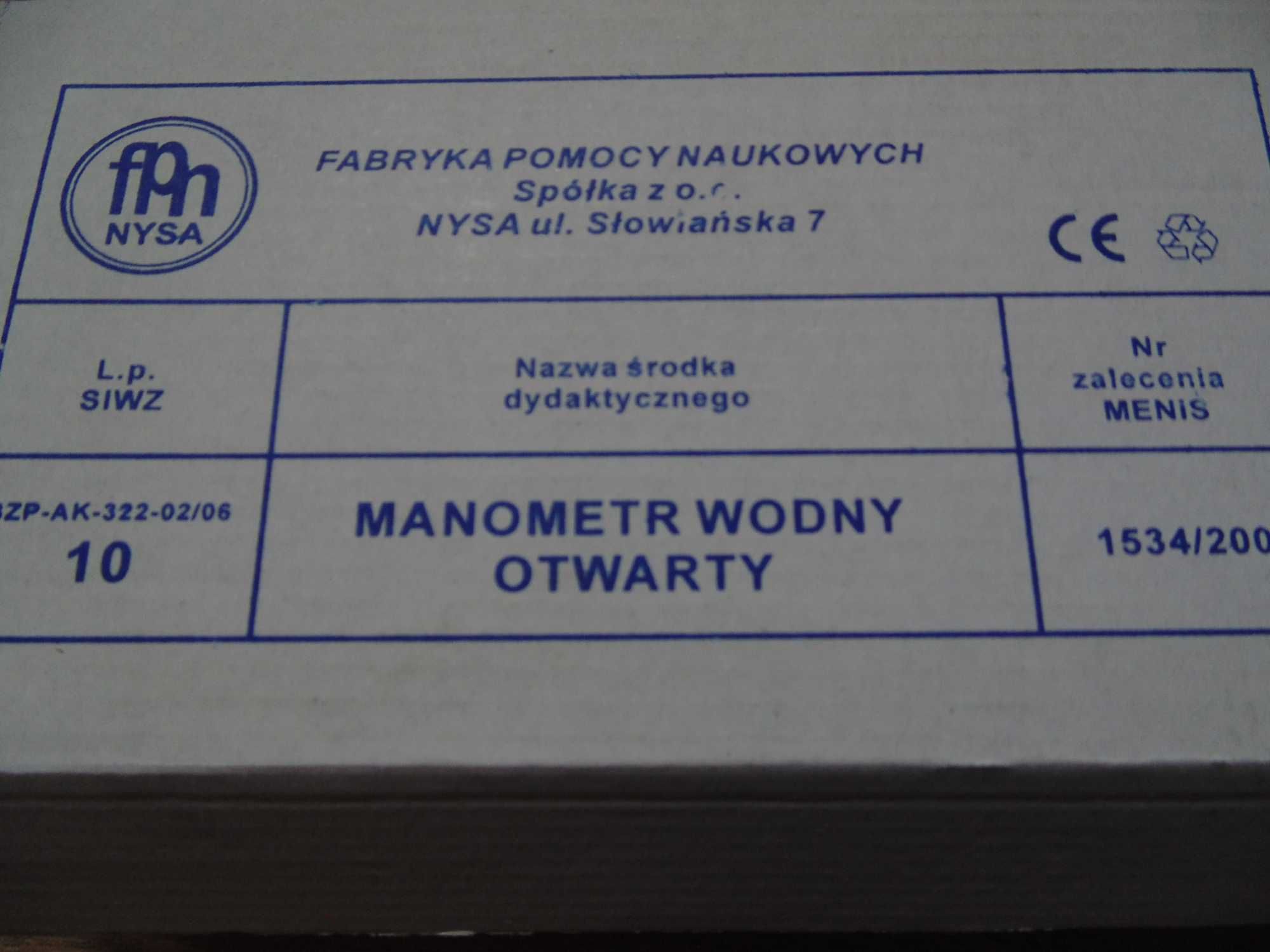 Manometr wodny - otwarty