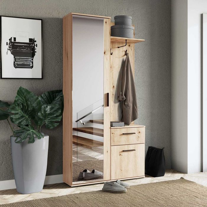 Nowoczesna garderoba z lustem i szafką na buty