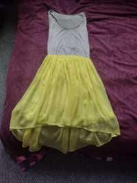 sukienka żółto-szara