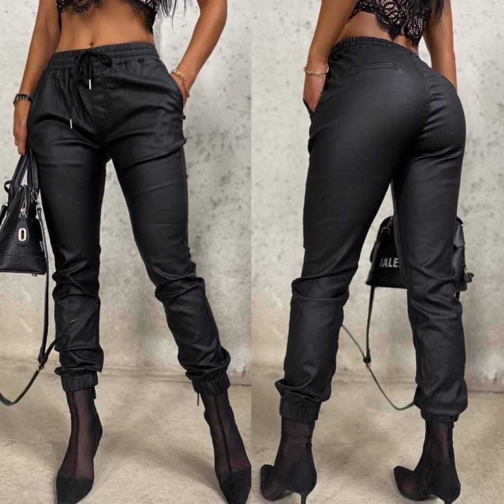 Spodnie damskie czarne bojówki kieszenie