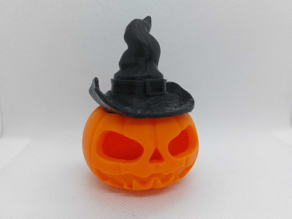 Dynia z kapeluszem czarownicy, 3D, Halloween, dekoracja stojąca