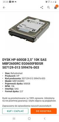 Dysk hp 600GB 507129